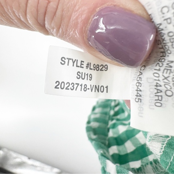 ✅ J. CREW FACTORY SEERSUCKER Green AND WHITE Gingham Women's Top SIZE 2X - Picture 4 of 5